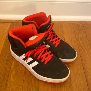 Size 7 Black and Red Adidas Sneakers.